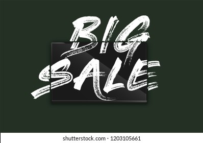 High-detailed notebook with painted 'BIG SALE' on the screen, vector illustration