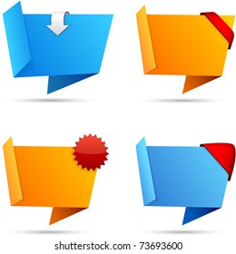 High-detailed paper origami labels. Vector eps8.