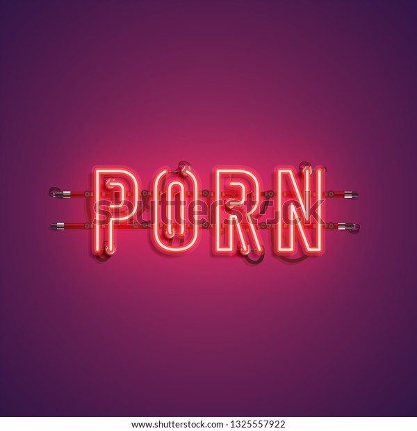 Highdetailed Realistic Neon Word Porn Vector 库存矢量图（免版税）1325557922