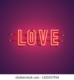 High-detailed realistic neon word, vector illustration