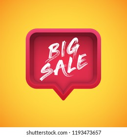 High-detailed red speech bubble with 'BIG SALE' title, vector illustration