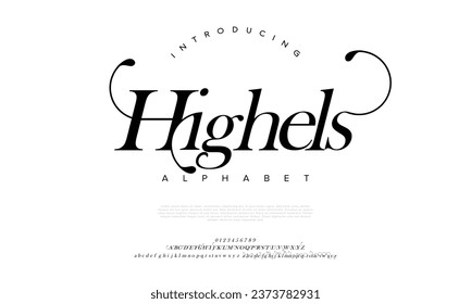 Highels creative modern urban alphabet font. Digital abstract moslem, futuristic, fashion, sport, minimal technology typography. Simple numeric vector illustration