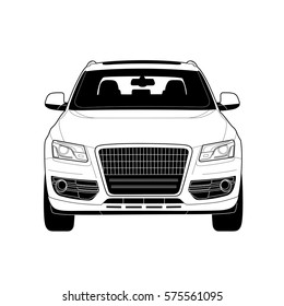 High-end car in Technical drawing. Vector illustration.