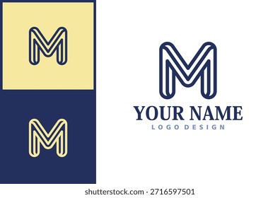High-End Elegant M Logo with Minimal Curves - Symbolizing Luxury and Reliability. Isolated on white background.