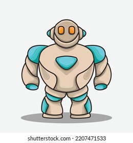 high-end futuristic fat humanoid robot icon mascot logo design