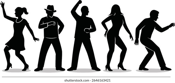 Silhuetas do Clube de Jazz de Alta Energia - Cinco Dançarinos