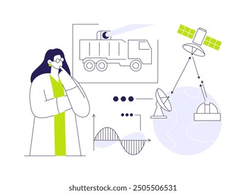 High-energy lasers abstract concept vector illustration. Tactical high energy laser, military use scientific innovation, fusion research, artillery shell, powerful machine abstract metaphor.