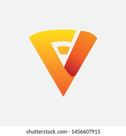 A high-energy vector monogram featuring the letters 'F' and 'V' integrated into a sharp, geometric triangle shield. The design uses a vibrant orange-to-yellow gradient, symbolizing speed, innovation, and structural strength. This versatile emblem is perfectly suited for technology startups, automotive performance brands, esports teams, delivery services, and modern creative agencies seeking a bold and progressive identity.