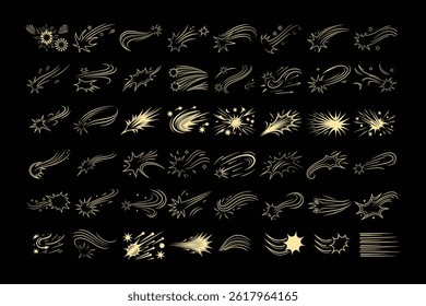 A high-energy vector set of comic-style motion lines, dynamic effects, swirls, bursts, and manga action strokes. Ideal for anime, illustrations, and expressive graphic projects.