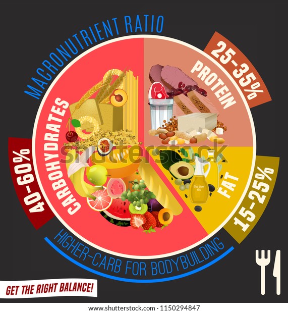 Higher Carbohydrate Diet Diagram Macronutrient Ratio Stock Vector ...