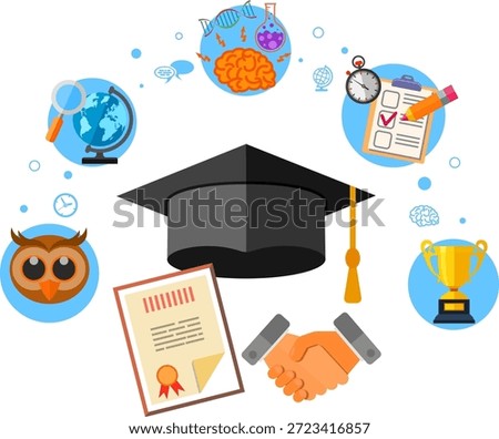 Higher Education Banner Higher Education Banner with Flat Icon Set for Flyer, Poster, Web Site. isolated vector illustration