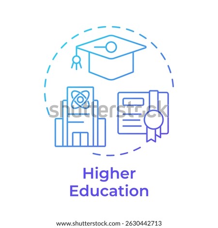 Higher education blue gradient concept icon. Graduation certificate. University, college. Round shape line illustration. Abstract idea. Graphic design. Easy to use in article, infographic