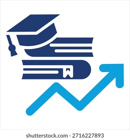 Estilo de icono azul plano de mayor Educación