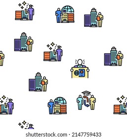 Higher Education And Graduation Vector Seamless Pattern Thin Line Illustration