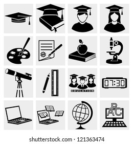 Higher Education icons set. Back to school.