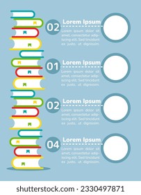 Plantilla de diseño de gráfico de infografía de educación superior. Clase universitaria. Resumen de infografía vectorial con espacios de copia en blanco. Gráficos instructivos con secuencia de 4 pasos. Presentación de datos visuales