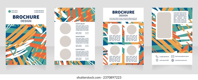 Higher education in modern arts blank brochure design. Template set with copy space for text. Premade corporate reports collection. Editable 4 paper pages. Source Sans, Myriad Pro, Arial fonts used