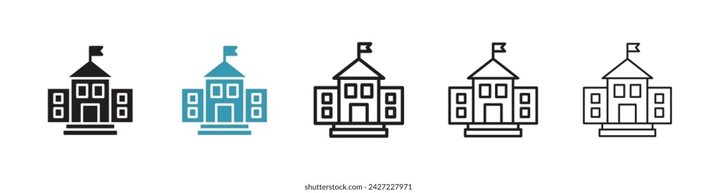 Higher Education Vector Icon Set. College and learning vector symbol for UI design.