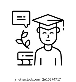 Higher Education vector outline icon. EPS 10 file