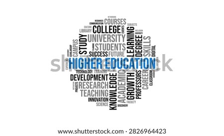 Higher Education Word Cloud Concept with University College and Learning Keywords