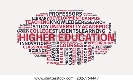 Higher Education Word Cloud Typography Illustration with University and College Concept Words