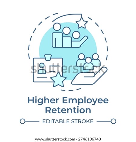 Higher employee retention soft blue concept icon. Keeping staff. Employer branding importance. Round shape line illustration. Abstract idea. Graphic design. Easy to use in promotional material