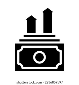 Higher interest deposit icon. Dollar with upward arrow. Increase profits and wealth. Higher deposit interest. For business and payments presentation. Vector Illustration.