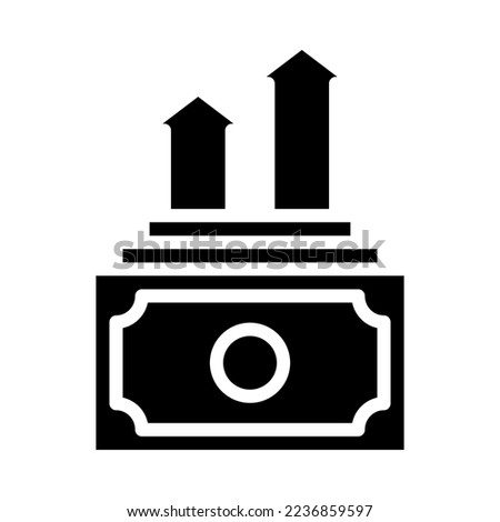 Higher interest deposit icon. Dollar with upward arrow. Increase profits and wealth. Higher deposit interest. For business and payments presentation. Vector Illustration.