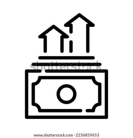 Higher interest deposit icon. Dollar with upward arrow. Increase profits and wealth. Higher deposit interest. For business and payments presentation. Vector Illustration.