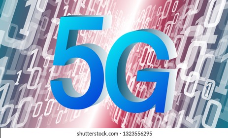 Higher internet speed 5G technology, binary coding conception