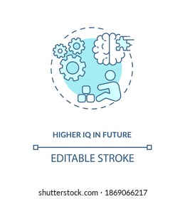 Higher IQ in future concept icon. Breastfeeding pros. Reasoning and problem solving skills. Smart baby idea thin line illustration. Vector isolated outline RGB color drawing. Editable stroke