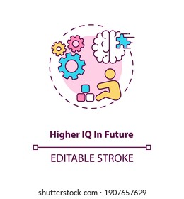 Higher IQ in future concept icon. Breastfeeding pros. Reasoning and problem solving abilities. Smart baby idea thin line illustration. Vector isolated outline RGB color drawing. Editable stroke