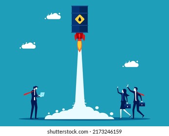 Higher oil prices. Oil tanks soar into the sky. investment concept vector