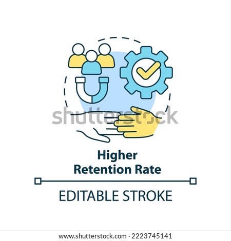 Higher retention rate concept icon. Talents magnet. Increase employees loyalty abstract idea thin line illustration. Isolated outline drawing. Editable stroke. Arial, Myriad Pro-Bold fonts used