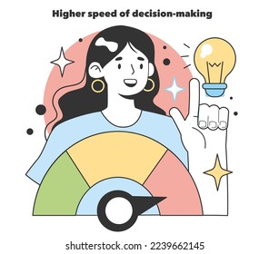 Higher speed of decision-making as a positive aspects about starting and developing a new start-up, small local business. Potential for growth and success. Flat Vector Illustration