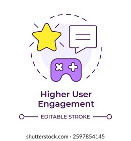 Higher user engagement multi color concept icon. Interaction between users and platform. Benefit of PWAs. Round shape line illustration. Abstract idea. Graphic design. Easy to use in presentation