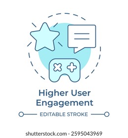 Higher user engagement soft blue concept icon. Interaction between users and platform. Benefit of PWAs. Round shape line illustration. Abstract idea. Graphic design. Easy to use in presentation