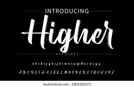 Higher vector brush style font, alphabet, typeface