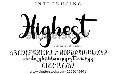 Highest Font Stylish brush painted an uppercase vector letters, alphabet, typeface