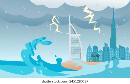 Die höchsten Regen- und Sturmwerte in Dubai Illustration