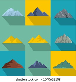 Highest peak icons set. flat set of 9 highest peak vector icons for web isolated on white background