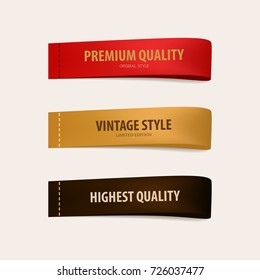 Highest and premium quality tag banner. Clothing label vector set.