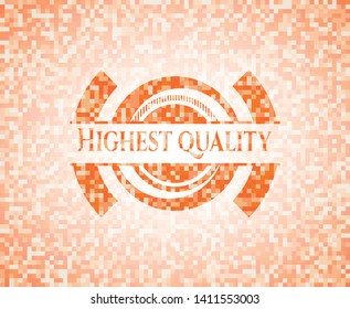 Highest Quality abstract orange mosaic emblem with background