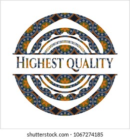 Highest Quality arabic embleHighest Quality arabic badge background. Arabesque decoration.m. Arabesque decoration.