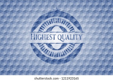 Highest Quality blue polygonal badge.