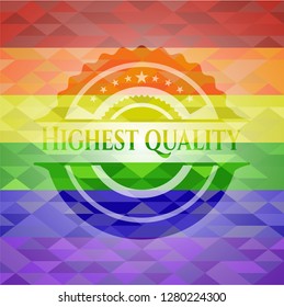 Highest Quality emblem on mosaic background with the colors of the LGBT flag