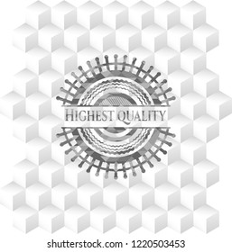Highest Quality grey emblem with geometric cube white background