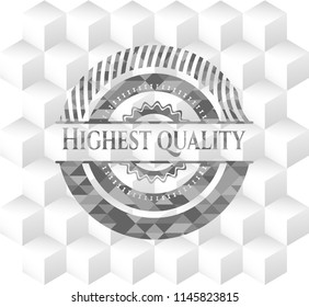 Highest Quality realistic grey emblem with geometric cube white background