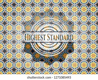 Highest Standard arabic emblem background. Arabesque decoration.