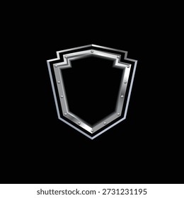 A high-gloss metallic silver shield frame with a hollow black center, featuring bolt-like details and a sleek, protective aesthetic.